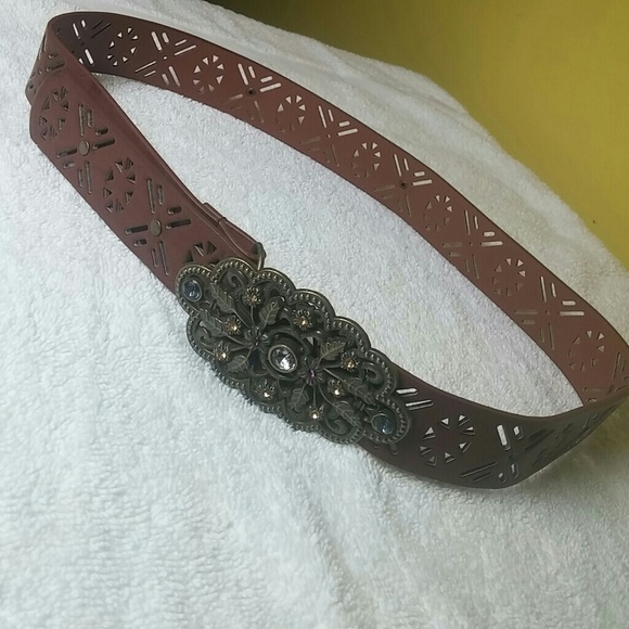 Brown Belt with Big Styled Buckle - Picture 1 of 4